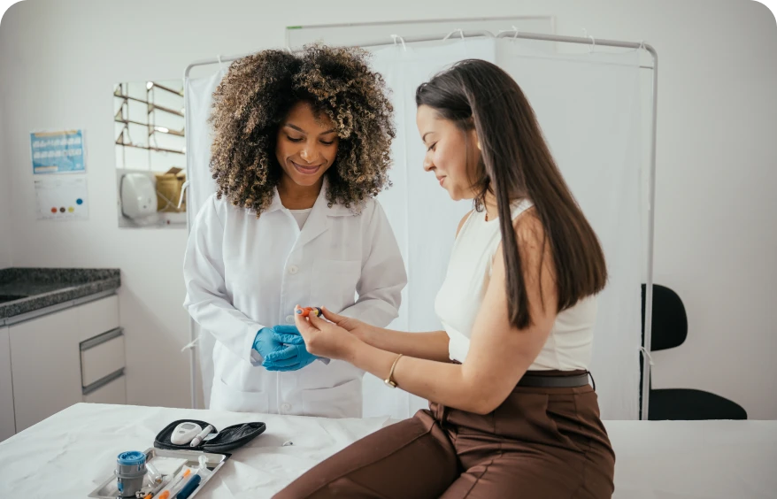 Healthcare professional with patient in office